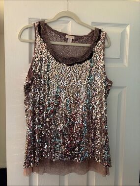 Chico's Sequin over Cheetah Print Tank Top
